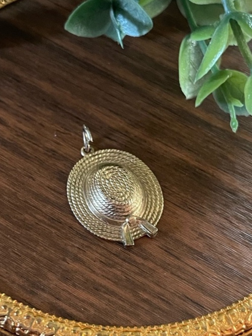 5/$25 Cottagecore Straw Hat Pendant 1/40th 12k Gold Filled